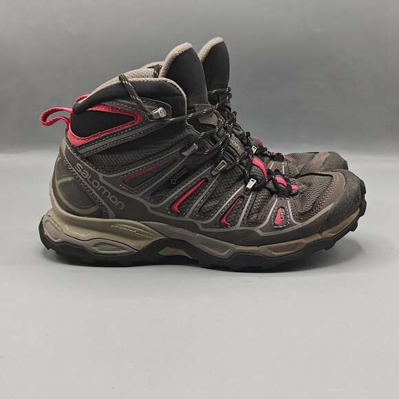Salomon X Ultra 2 Mid GTX Gray Pink GoreTex Hiking Boots Shoes - Picture 1 of 11